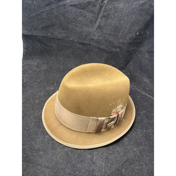 Vintage DOBBS GOLDEN COACH GUILD EDGE Brown FEDORA HAT SIZE 7 1/4 - Picture 3 of 7